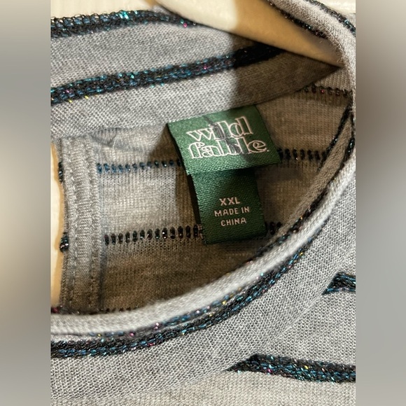 Wild Fable Mock Turtleneck Top Long Sleeves with Metallic Detail Semi Sheer XXL - Picture 4 of 8